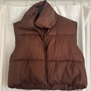 Amazon Brown Cropped Puffer Vest